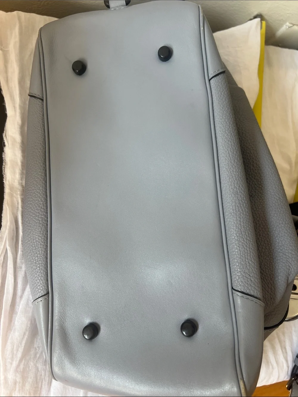 Coach Pebble Leather Lane Satchel Mist Blue